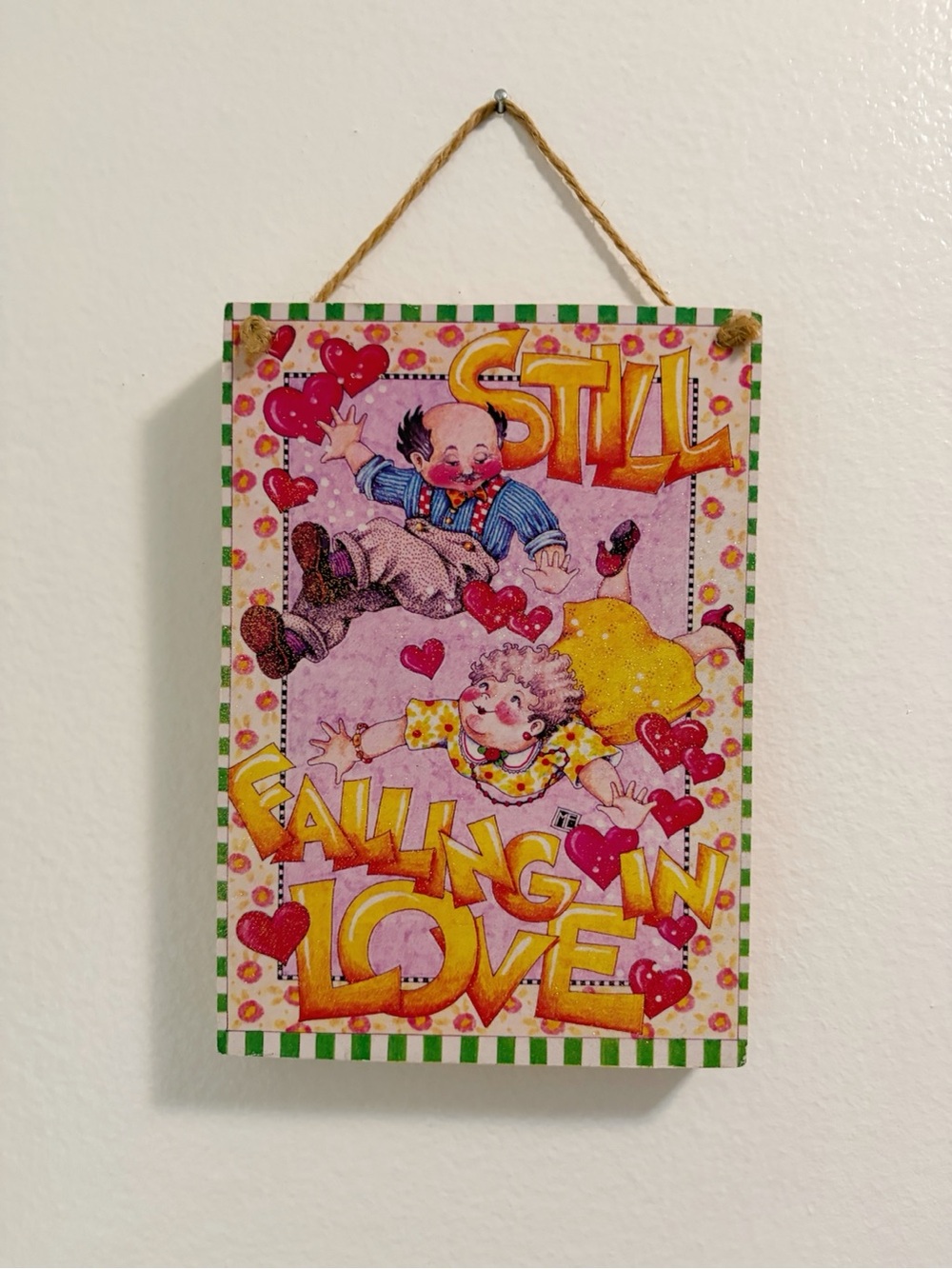 Mary Engelbreit Still Falling In Love Wooden Hanging Art Print